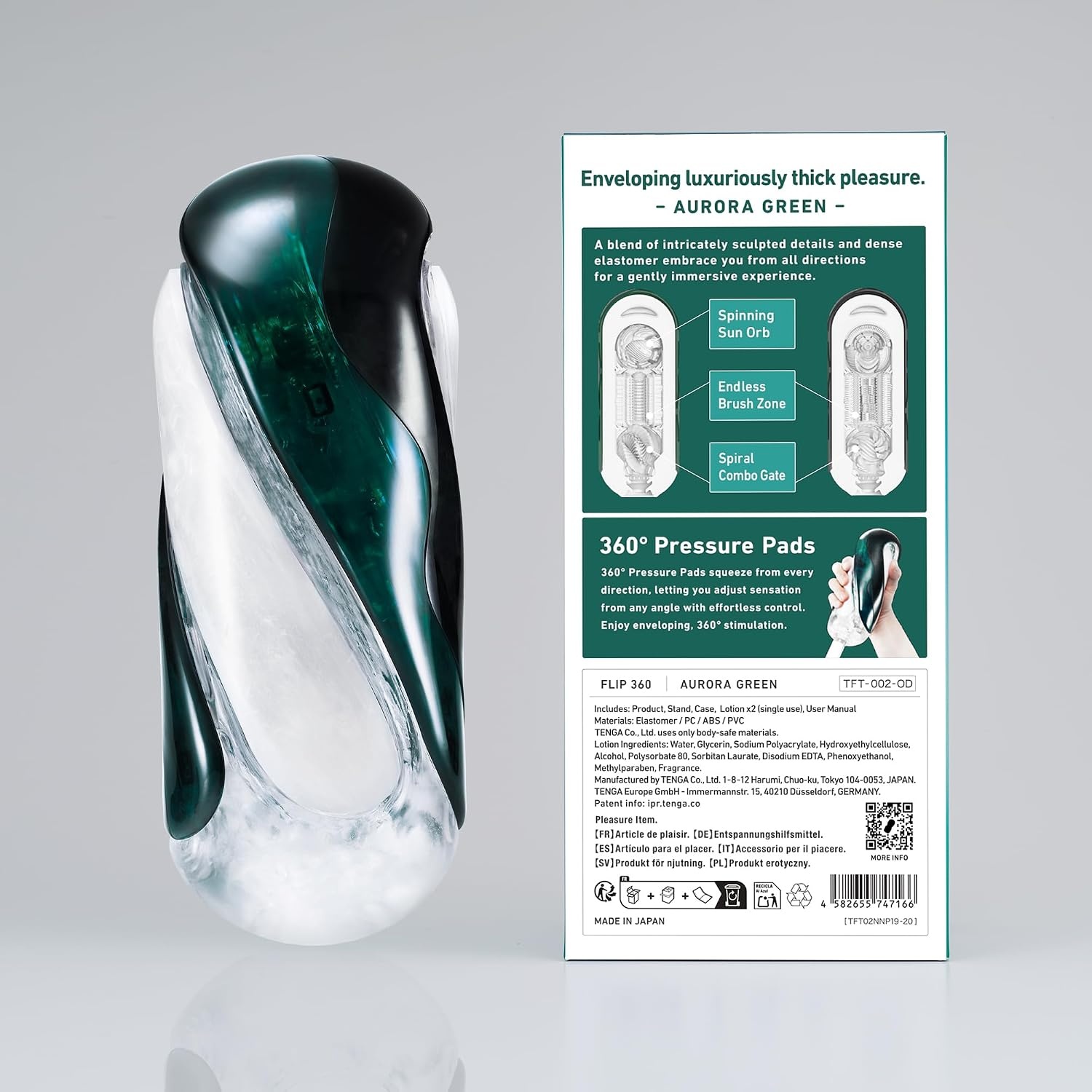 image:imageTENGA FLIP 0 Zero Gravity EV Electronic Vibration Male Masturbator Reusable Sleeve Vibrator Gravity BlackAURORA GREEN02
