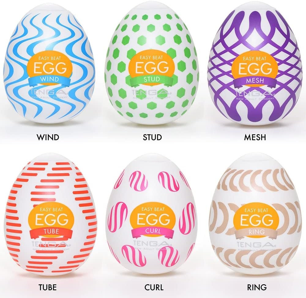image:imageTENGA Easy Beat Egg Male Masturbator Sleeves Adult Sex Toys for MenVariety Pack of 6Disposable Extremely Stretchable 06Standard No1 Japanese BrandWONDER PACKAGE
