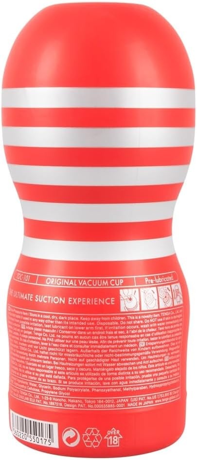 image:imageTENGA Original Vacuum Cup Male Masturbator Sex Toy Prelubricated Smooth Entry Pad 58 inch Depth Air Hole Control Easy to Use Disposable Red1 Count