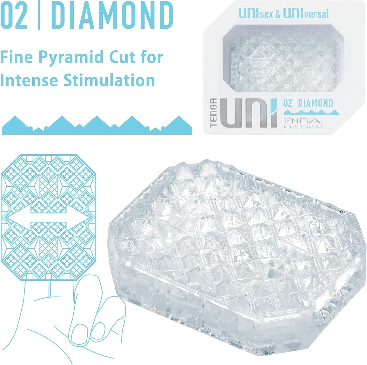image:imageTENGA UNI Disposable One Time Use Stretchable Textured Unisex Universial Masturbator Sleeve AmethystDiamond