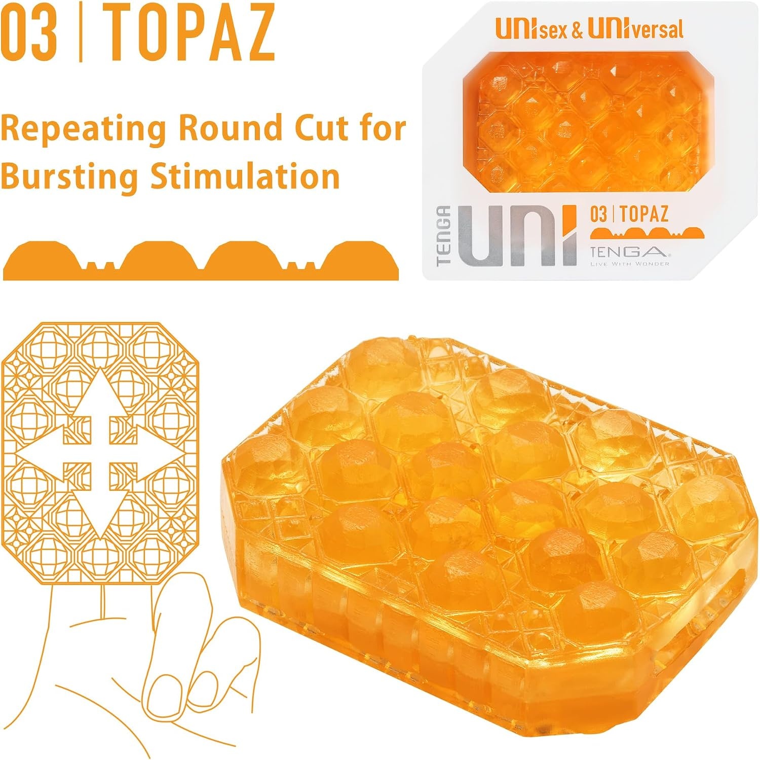 image:imageTENGA UNI Disposable One Time Use Stretchable Textured Unisex Universial Masturbator Sleeve Variety SetTopaz