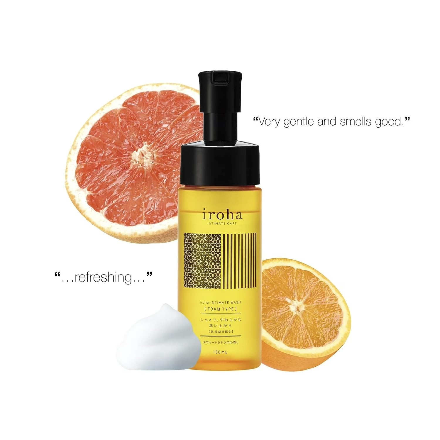 image:imageiroha INTIMATE CARE Foaming Type Feminine Wash Bergamot amp Bitter Orange Scent UltraGentle Daily pH Balanced Intimate Skin Care Cleanser with Hyaluronic Acid amp Collagen 150mlSweet Citrus