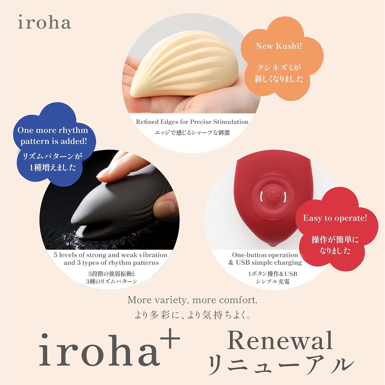 image:imageiroha iroha Yoru Renewal Pleasure Item Yoru Vibrator for Women Clitoral Waterproof Rechargeable VibratorBlack