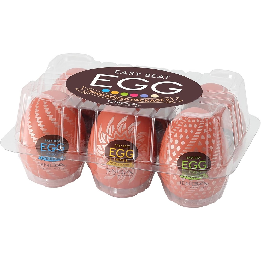 image:imageTENGA Easy Beat Egg Male Masturbator Sleeves Adult Sex Toys for MenVariety Pack of 6Disposable Extremely Stretchable 06Standard No1 Japanese BrandHARD BOILED PACKAGE