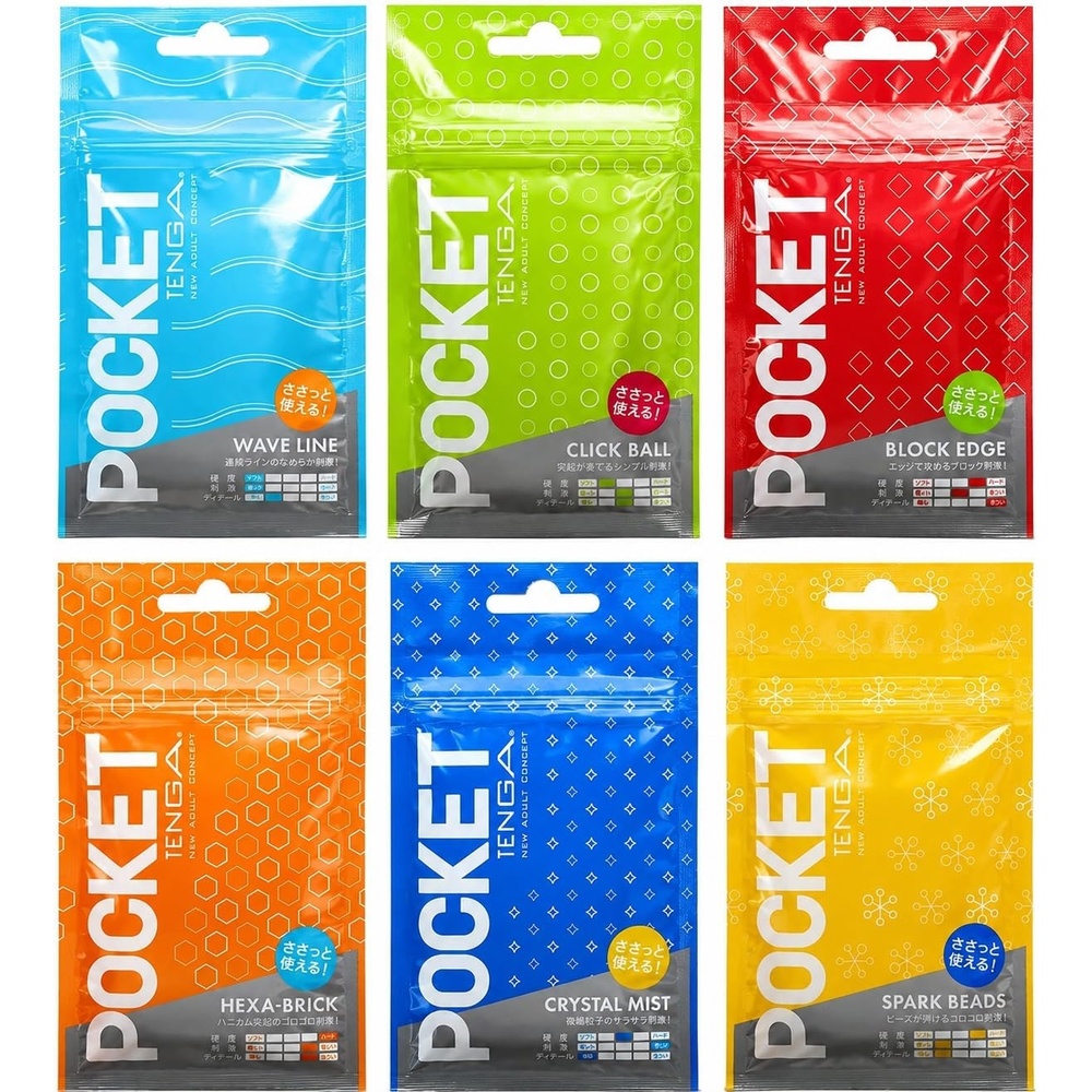 image:imageTENGA Pocket 6Pack Adult Male Masturbator Sex Toys Sleeves Set Discreet Portable Disposable Variety of Unique Stroker for Men