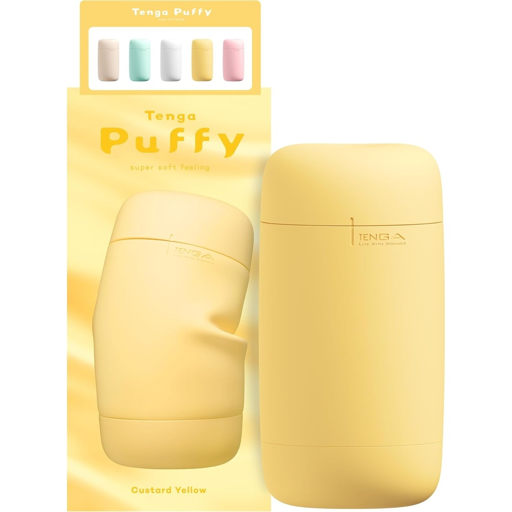 image:imageTENGA Puffy Custard Yellow Reusable Male Masturbator Pillowy Soft Pleasure DeviceCustard Yellow
