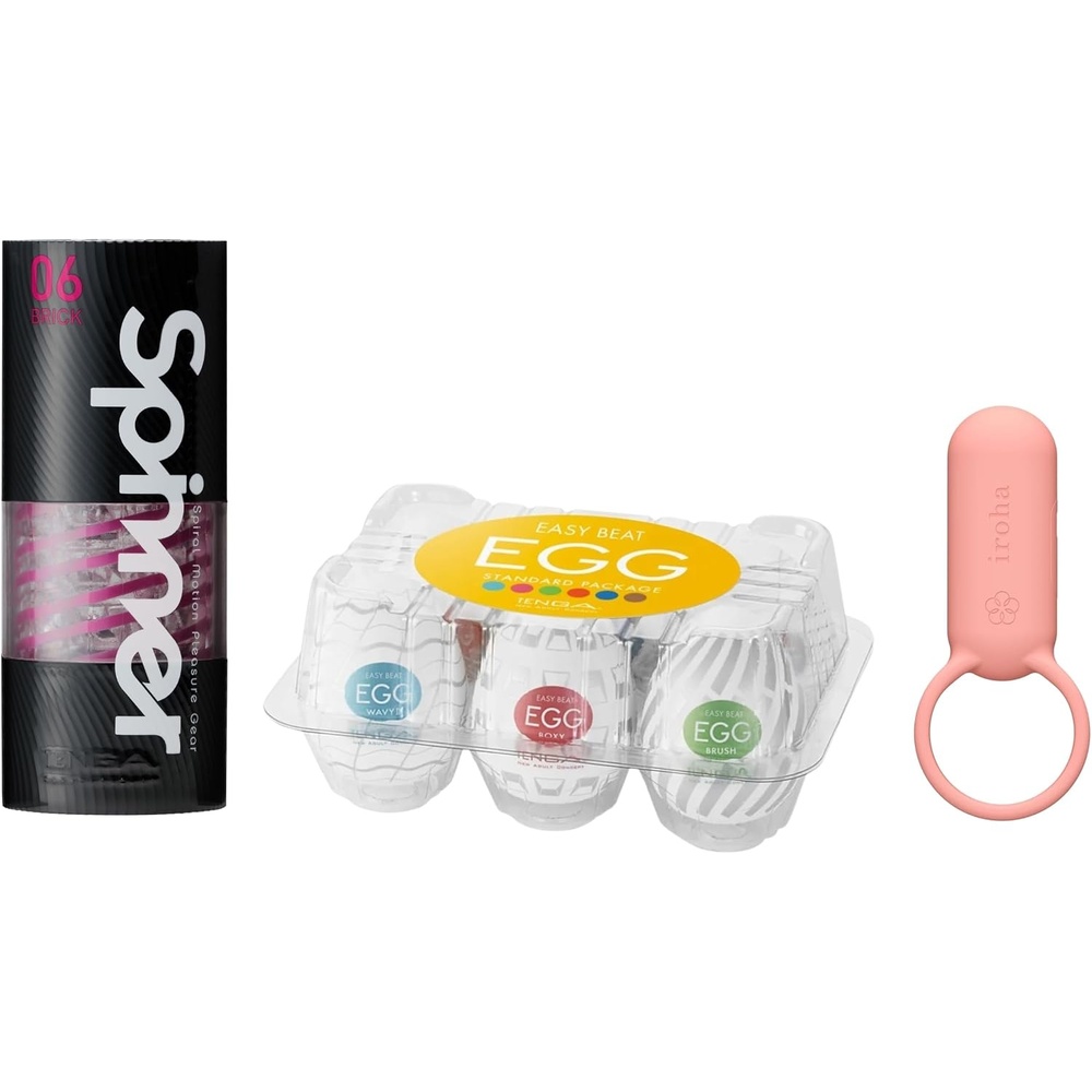 image:imageTENGA Spinner Smart Vibe Ring Egg Variety Pack Ultimate Couples Pleasure Bundle Reusable Spiral Stroker Vibrating Ring and Textured Disposable Sleeves