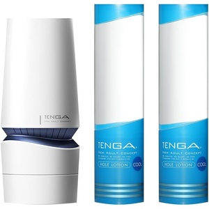 TENGA AERO Cobalt Ring Male Manual Masturbator Device with 2 Cool Lotion
