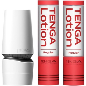 TENGA AERO Silver Ring Male Manual Masturbator Device with 2 Real Lotion