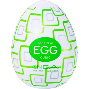 TENGA Egg Silky, Disposable, One Time Use Men Sex Toy, Super Stretchable Male Masturbator Sleeve (1 Count)(CUBIC)