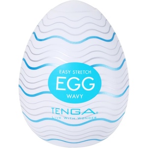 TENGA Egg Silky, Disposable, One Time Use Men Sex Toy, Super Stretchable Male Masturbator Sleeve (1 Count)(WAVY)