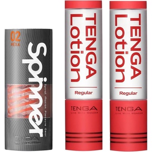 TENGA Spinner 02 Hexa Male Masturbator Device with 2 Regular Lotion