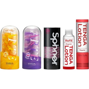 TENGA Ultimate Pleasure Bundle – ARTE Weave, ARTE Drape, Spinner 06 Brick & Lotion + Refill Set