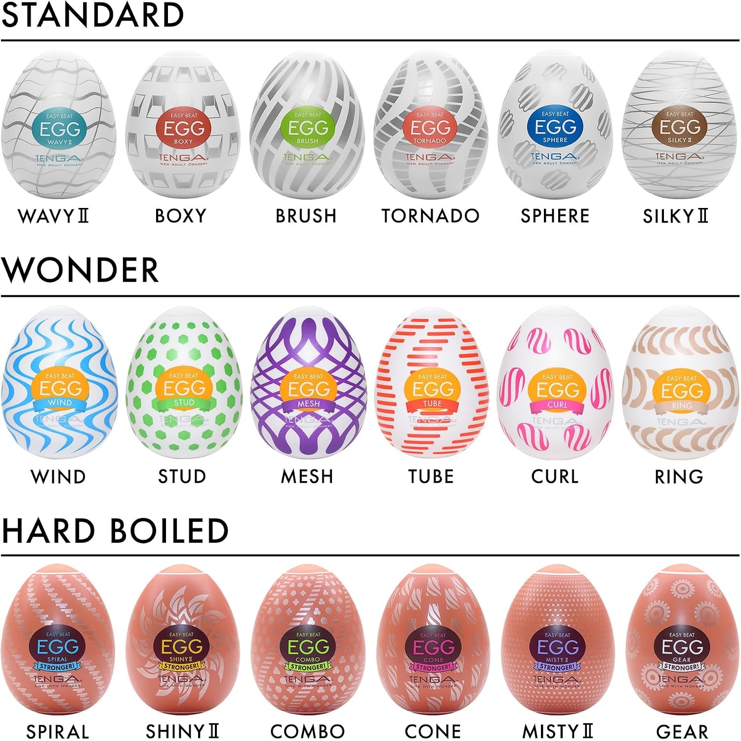image:imageTENGA Egg Misty 2 Hard Boiled Series Disposable SuperStretchable Pleasurable Male Masturbation Sleeve Thicker Elastomer for Stronger SensationOne Size Pack of 2